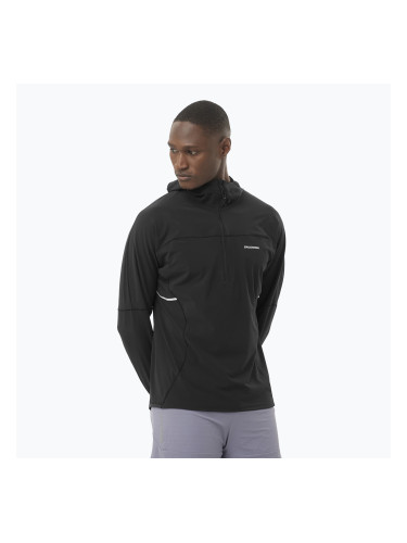 Мъжки потник за бягане Salomon Sense Aero Hybrid Half Zip Hooded deep black