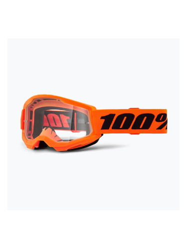 Детски очила за колоездене 100% Strata 2 Junior neon orange/clear