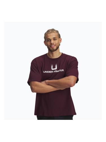 Мъжка тениска Under Armour Logo Heayweight dark maroon/white