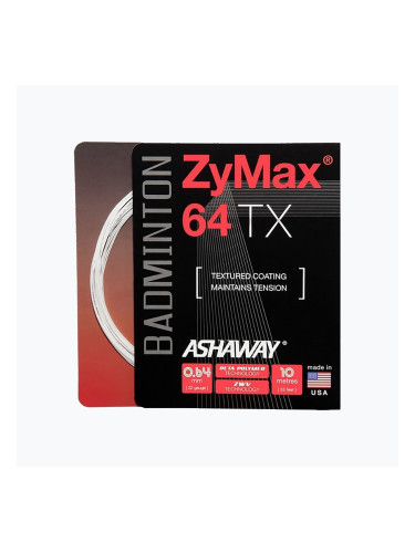 Струна за бадминтон ASHAWAY ZyMax 64 TX - комплект бял