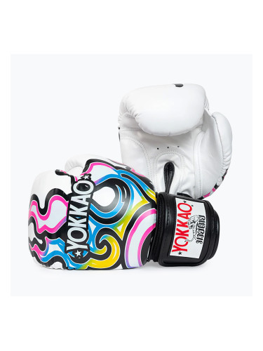 Мъжки боксови ръкавици YOKKAO Flames white