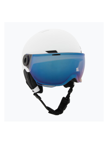 Детска скиорска каска UVEX Rocket Visor Jr white/black matt/mirror blue/smoke