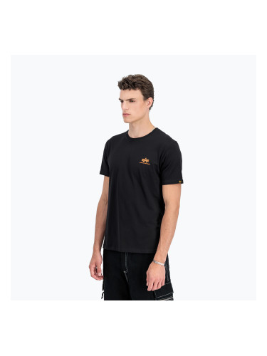 Мъжка тениска Alpha Industries Basic Small Logo черна/неоново оранжева
