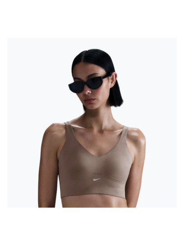 Спортен сутиен Nike Alate Medium Support Longline mink brown/white