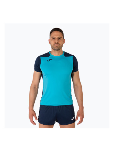 Мъжка тениска за бягане Joma Record II fluor turquoise/navy
