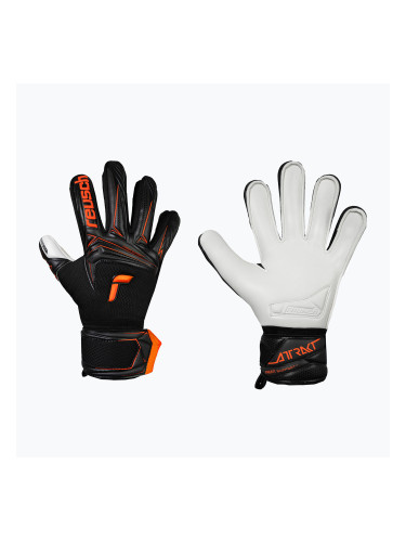 Детски вратарски ръкавици Reusch Attrakt Advance Finger Support Junior black/shocking orange