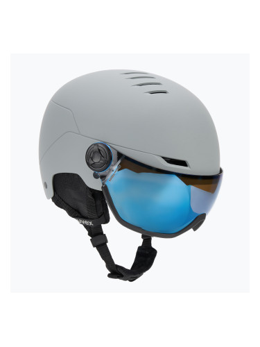 Скиорска каска UVEX Wanted Visor rhino matt/mirror blue/smoke