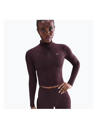 Дамска тениска Nike One Fitted Dri-Fit 1/4 Zip Mid Layer burgundy crush/white