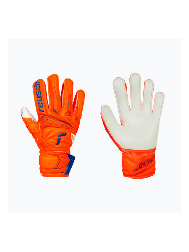 Детски вратарски ръкавици Reusch Attrakt Solid Finger Support Junior shocking orange/blue