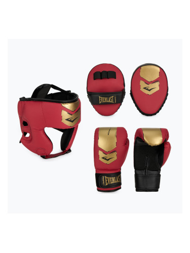 Everlast Prospect 2 боксов комплект каска + щитове + ръкавици червено/златно