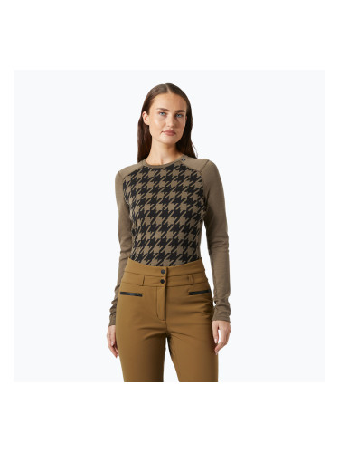 Дамска термоактивна блуза Helly Hansen Lifa Merino Midweight Graphic Crew sepia houndstooth aop