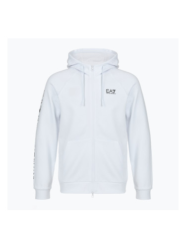 Мъжки суитшърт Emporio Armani EA7 Train Logo Series Extended Logo Hoodie Fz white / black