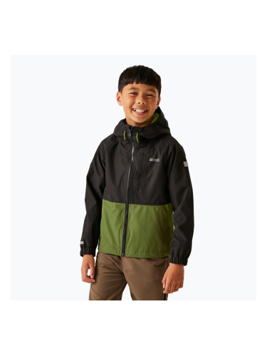 Детско дъждобранно яке REGATTA Hanleigh II черно/нефритено зелено/греново зелено