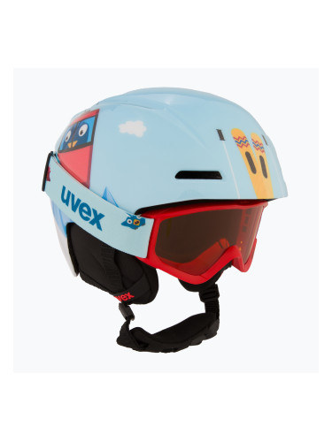 Детска ски каска UVEX Viti Комплект + очила Speedy Pro light blue birdy/lasergold lite