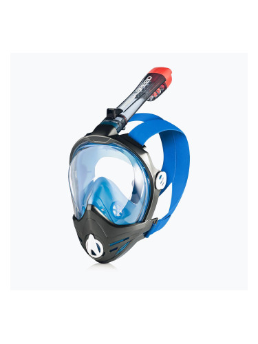 AQUA-SPEED Brizo маска за гмуркане с шнорхел + държач за фотоапарат черна/синя