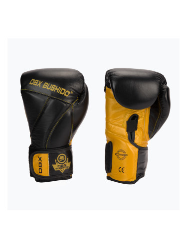 Bushido боксови ръкавици от естествена кожа черни B-2v14-10oz