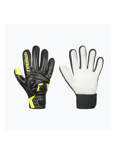 Детски вратарски ръкавици Reusch Attrakt Starter Solid Finger Support Junior black/safety yellow