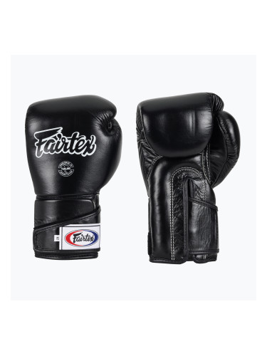 Fairtex Стилни ъглови боксови ръкавици за спаринг - заключен палец черни