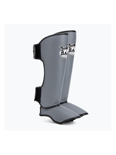 RAJA BOXING Олекотени предпазители за пищяли от естествена кожа сиви протектори за пищяли и стъпала