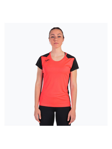 Дамска тениска за бягане Joma Record II fluor coral/black