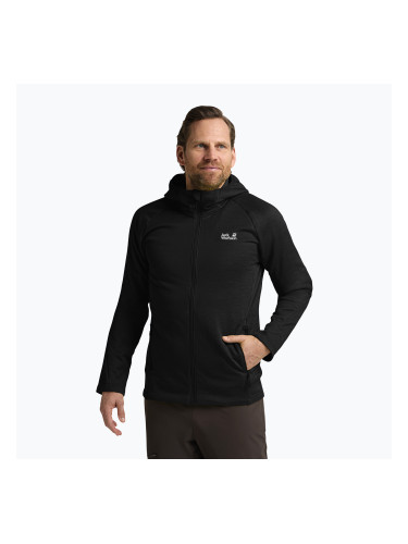 Мъжки суитшърт за трекинг Jack Wolfskin Peak District Hooded Full Zip black