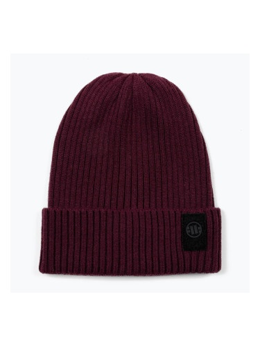 Зимна шапка Pitbull Beanie Velcro Logo burgundy