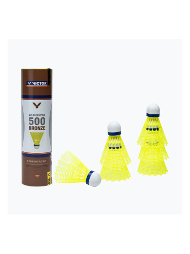 Совалки за бадминтон VICTOR Nylonshutle 500 6бр. средно жълти