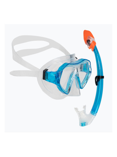 Детски комплект за гмуркане с шнорхел AQUASTIC Shelly маска + шнорхел светлосиньо