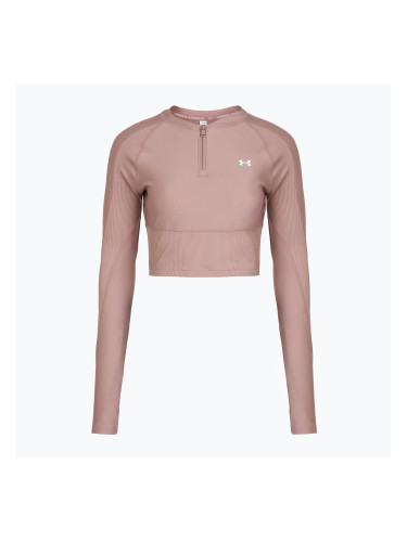 Дамска тренировъчна блуза с дълъг ръкав Under Armour HeatGear Rib 1/4 Zip turmaline pink/turmaline pink/white