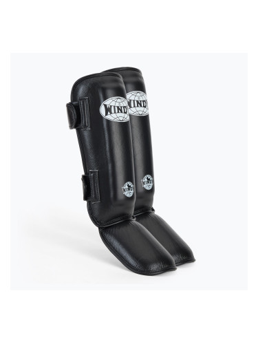 WINDY Протектори за пищял и стъпало от синтетична кожа, черни