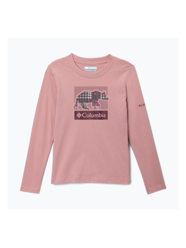 Детска блуза с дълъг ръкав за трекинг Columbia Hazeldel Hill Graphic Tee eraser pink/barely printed