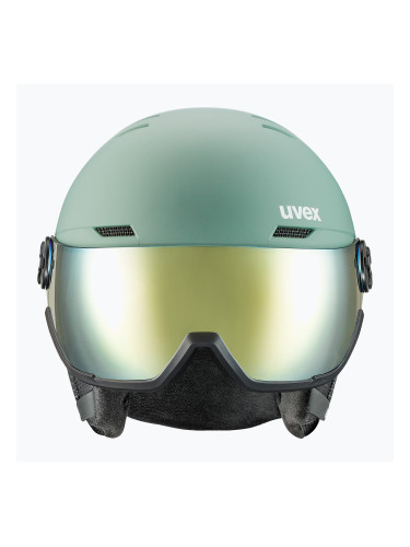Ски каска UVEX Wanted визьор oxid green matt/mirror gold/smoke