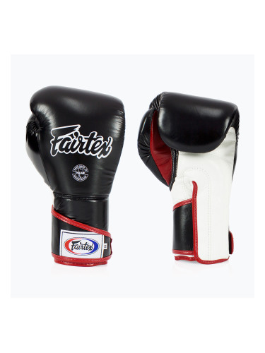 Феъртекс Стилни ъглови боксови ръкавици за спаринг - заключен палец черно/бяло/червено
