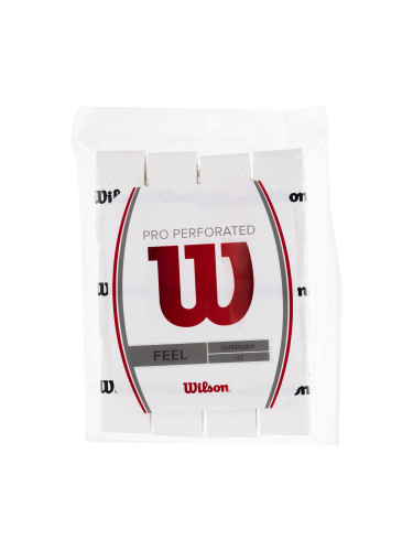 Wilson Pro Overgrip Perforated 12Pk Обвивки за тенис ракети бели WRZ4006WH+
