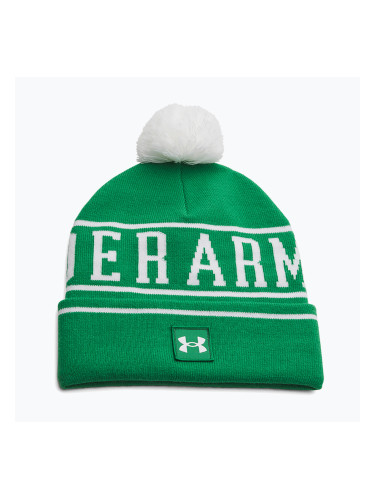 Мъжка зимна шапка Under Armour Halftime Pom Beanie team kelly green/white/white