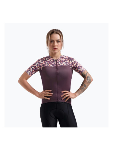 Дамска колоездачна тениска Rogelli Essential Graphic burgundy/coral