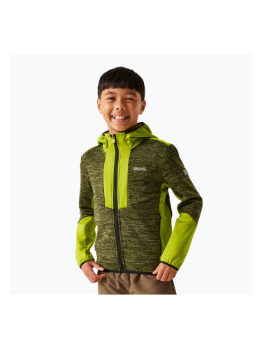 Детска поларена блуза с качулка REGATTA Dissolver X нефритено зелено/зелено/черно
