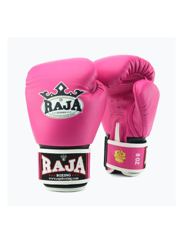 RAJA BOXING Единична стандартна естествена кожа розови боксови ръкавици