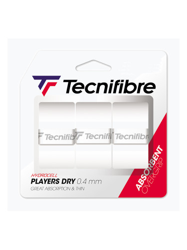 Грип за тенис ракета Tecnifibre Players Dry Tennis Wraps 3 бр. white