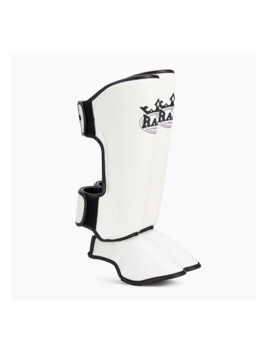 RAJA BOXING Олекотени предпазители за пищяли от естествена кожа, бели протектори за пищяли и стъпала