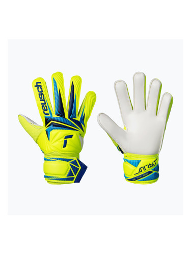 Детски вратарски ръкавици Reusch Attrakt Solid Junior safety yellow/blue