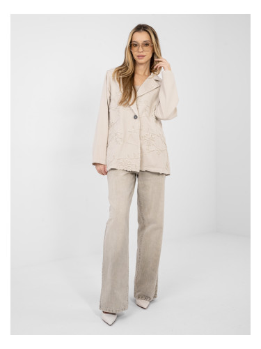 Бежов блейзър с бродерия