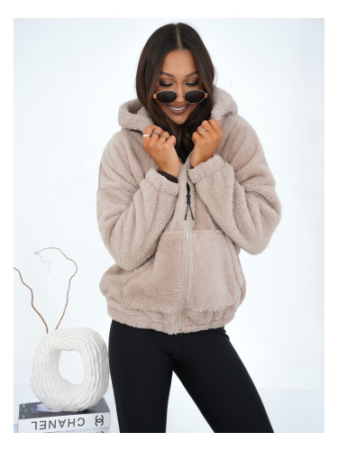 Дамски суичър с качулка, светло бежов