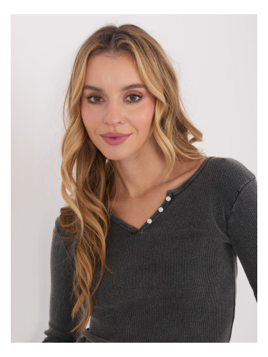 Графитна блуза с дълъг ръкав