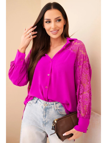Дамска вискозна блуза с дантелени ръкави