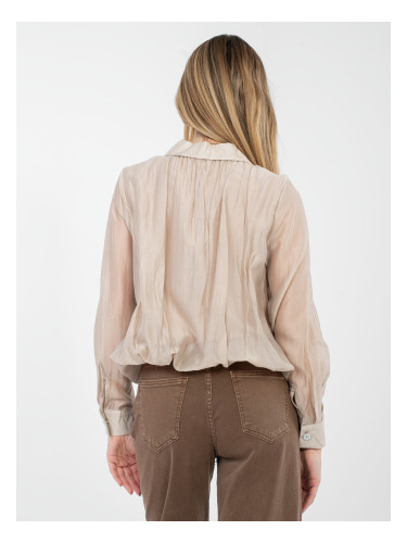 Бежова блуза с дълъг ръкав