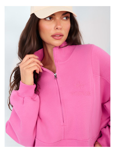 Розов суитшърт с цип