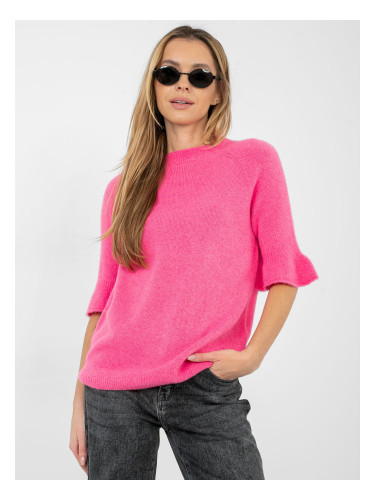 Розов пуловер с къс ръкав