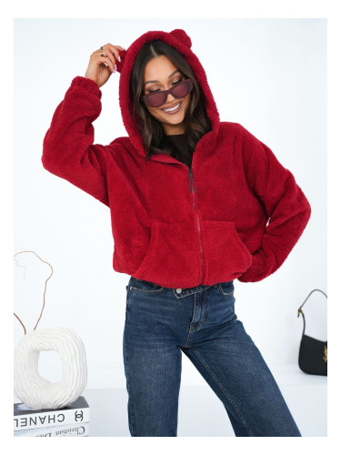 Червен суичър с качулка и уши