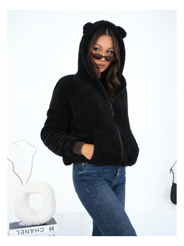 Черен суичър с качулка и уши